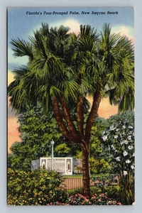 Vintage Linen Postcard Florida's Four-Pronged Palm New Smyrna Beach 1949 - Picture 1 of 2