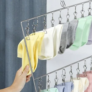 2 Layer 20 Clip Stainless Steel Sock Drying Rack For Towels Cloth Diapers Br NEW - Picture 1 of 17