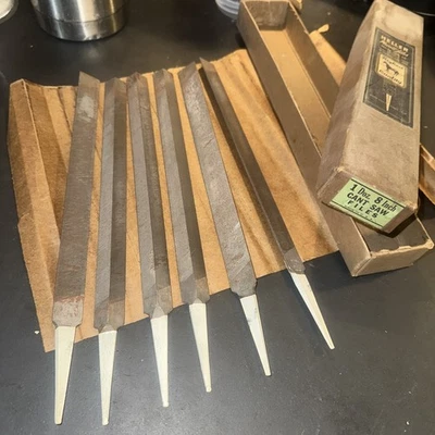 Vintage Heller Cant Saw Hand File 8" 6 pc some rust  - Image 1 of 4