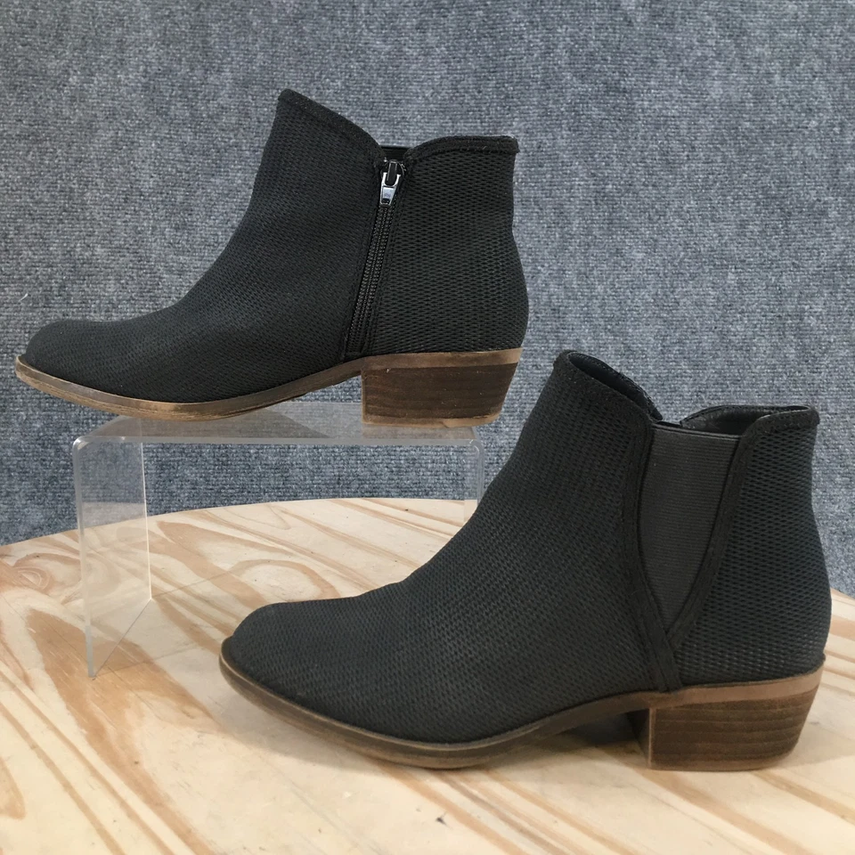 Kensie Boots Womens 7 M Gerona Casual Zip Ankle Boot Black Leather Low Heels - Image 1 of 4