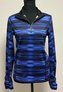 Pullover Lauren Ralph Lauren para mujer azul y negro a rayas 1/4 cremallera talla M - Imagen 1 de 5