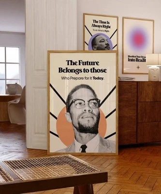 Malcolm X Inspirational Quote Poster - The Future Belongs to Those Who Prepare - Image 1 of 4