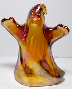 Vintage Fenton USA Amber Iridescent Glass Ghost Figure 5.5" Halloween Nr Mint - Picture 1 of 6
