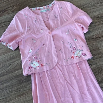 Maxi Vestido De Colección Años 90 Studio Ease Lino Floral Reversible Talla 10 Profesor Modesto Foto 1 de 4