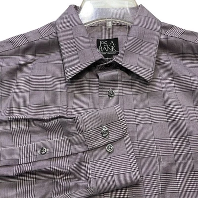 Jos A Bank Shirt Mens Large Purple Glen Plaid Button Front Traveler's Collection - Image 1 of 4