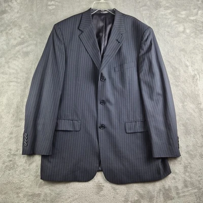 Jaqueta Kenneth Cole Blazer Masculina Listra Preta 3 Botões Casaco Esportivo Feito Nos EUA - Imagem 1 de 4