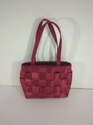 Bolso de hombro Harveys cinturón de seguridad rojo aerodinámico doble correa cremallera superior 13"x9"x4" Foto 1 de 4