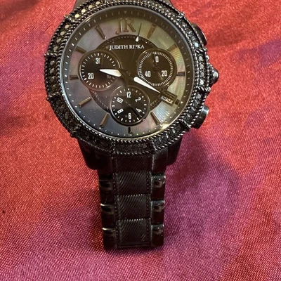 Часы с хронографом Judith Ripka SS Diamonique черные/серебристые EOC MOPearl ЦИФЕРБЛАТ - Изображение 1 из 4