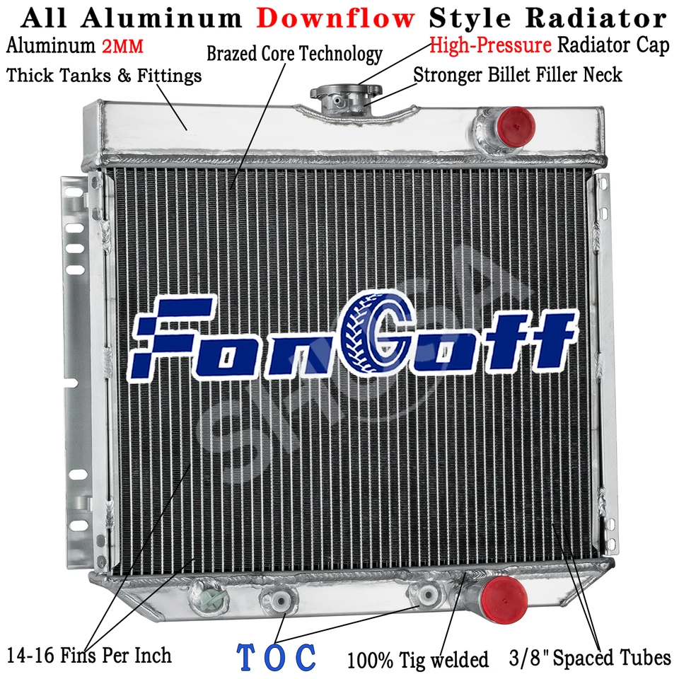 3 Row Aluminum Radiator fit 67-1970,68 Ford Mustang Falcon/ Mercury Cougar L6 V8 - Image 1 of 4
