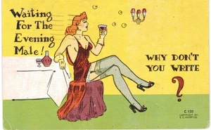 Kropp Pin Up Redhead Silk Stockings Waiting For The Evening Male 1950 - Picture 1 of 2