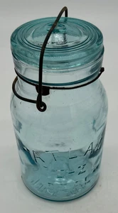 Vintage Blue Quart "ATLAS E-Z SEAL" Glas mit Glasdeckel - Bild 1 von 12
