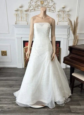 Vestido de novia Bonny estilo nupcial 6405 marfil organza línea A corsé sin tirantes talla 8 Foto 1 de 4