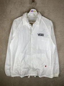 Vintage VANS Casual Coach Jackets Size S Mens White Logo Skatepark Long Sleeve - Picture 1 of 11