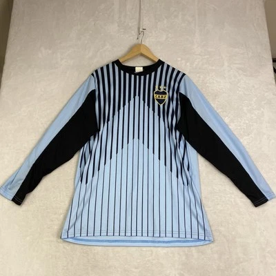 Camiseta de fútbol de colección CABJ para hombre L Argentina azul negro a rayas acolchada LS Boca Juniors Foto 1 de 4