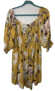 Abito midi floreale H&M giallo floreale bohemien spalle scoperte floreale taglia xxl  - Foto 1 di 13