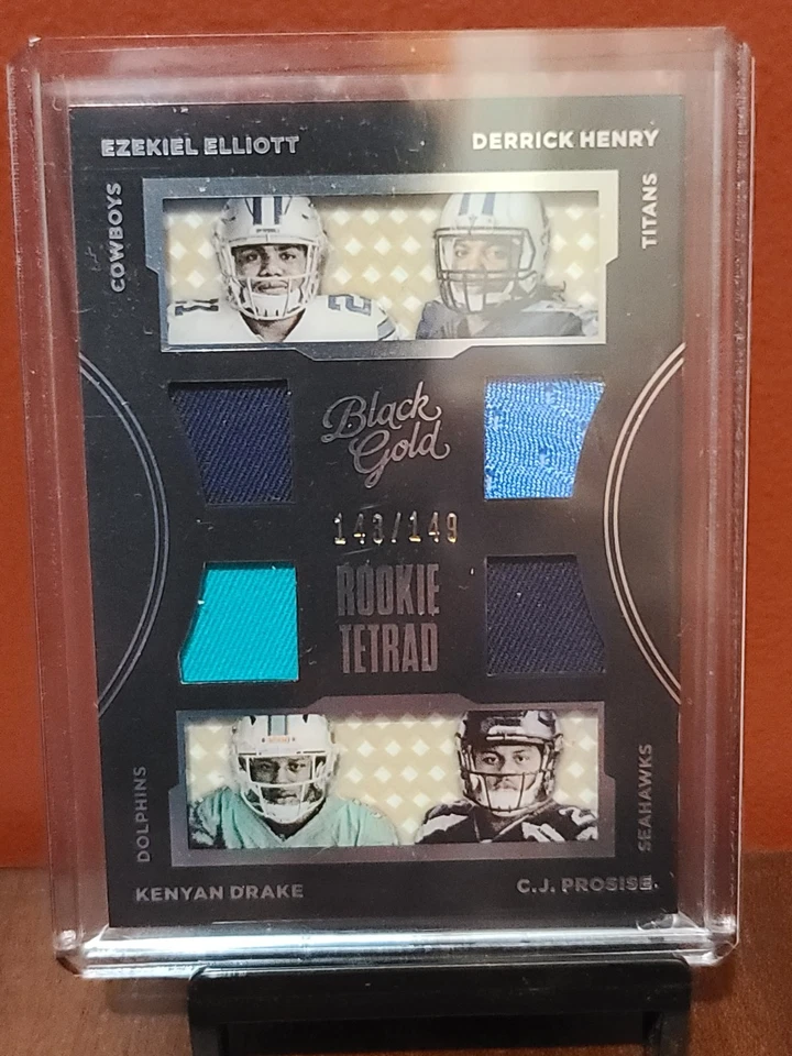 2016 PANINI BLACK GOLD EZEKIEL ELLIOTT DERRICK HENRY PROSISE DRAKE QUAD RC  /149 - Image 1 of 4