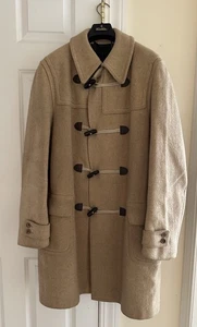 Vintage Herren Loden Wolle Duffle Toggle Mantel Loden Frey Germany Beige Wolle Gr. L - Bild 1 von 12