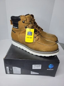 SUREWAY 6" Men's Heavy Duty Leather Soft Toe Work Boots Brown Size 13 US - Picture 1 of 7