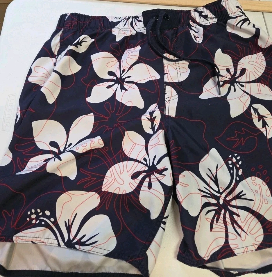 Breakwater Men’s Swim Trunks L Navy Floral Hibiscus Board Shorts Mesh Lined - Image 1 of 4