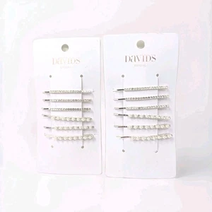 2 brandneue Sets Davids Braut 6 Stück Bobbie Pins Silber mit Strass & Perlen - Bild 1 von 9