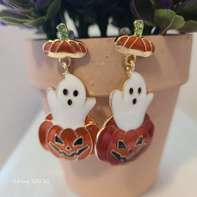 Pendientes de Halloween - Pendientes colgantes fantasma calabaza, joyas espeluznantes de otoño nuevos sin etiquetas Foto 1 de 4