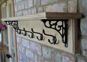 Vintage Style Solid Oak Coat Rack with Shelf Country Cottage - Picture 1 of 3
