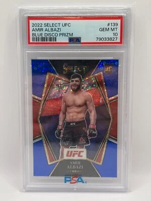 Amir Albazi Premier Level Blue Disco Prizm /49 2022 Panini Select UFC RC PSA 10 - Image 1 of 2