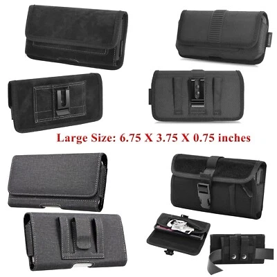 Funda grande horizontal con clip para cinturón universal de nailon para teléfono con ranura para tarjeta Foto 1 de 4