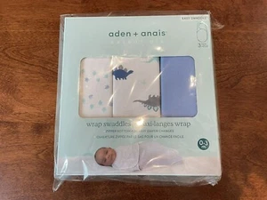 NEW NWT aden + anais essentials wrap easy swaddles baby blue 0-3 month zipper - Picture 1 of 2
