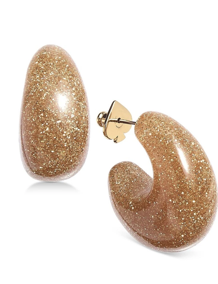 Kate Spade Wbruh510 Adore-ables Lilac Glitter Hoop Huggie Post Earrings Purple