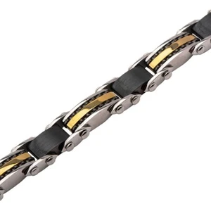 Inox Double Sided Steel, Black & Gold IP Bracelet - Picture 1 of 2