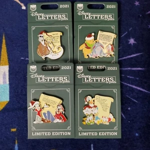 * Conjunto de 4 pines * Cartas de Navidad de los Parques Disney 2021 a Santa Pooh Jack Goofy Donald - Imagen 1 de 5