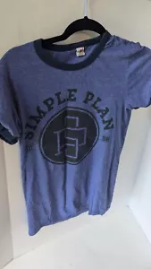 Simple Plan 15th Anniversary Tour- Women's small blue ringer T-Shirt pop punk - Picture 1 of 3