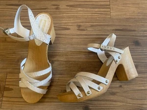 Top Shop White Leather Clog Sandals UK 7 - Picture 1 of 5