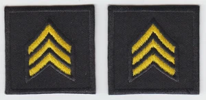 SGT Sergeant Chevron MEDIUM GOLD on BLACK collar patches SOLID STYLE - Picture 1 of 1