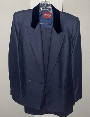 Conjunto de traje de falda y blazer SASSON 2 piezas talla 6/7 azul con ribete de cuello negro Foto 1 de 4