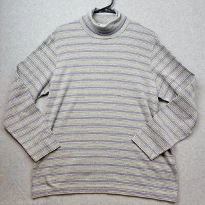 Vintage Turtleneck Womens Large Gray Purple Striped Top Shirt Cozy Robert Scott - Picture 1 of 8