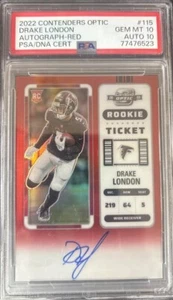 2022 Contenders Optic DRAKE LONDON Rookie Ticket Auto /149 Red Prizm RC PSA 10 - Picture 1 of 4