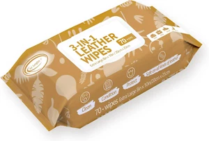 3In1 Leather Cleaner Wipes 70 Count (Pack of 1), Extra Large 8" X 10" Size Leath - Picture 1 of 12