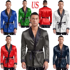 Accappatoio giacca uomo corto raso leggero cena giacca sigaro kimono - Foto 1 di 63