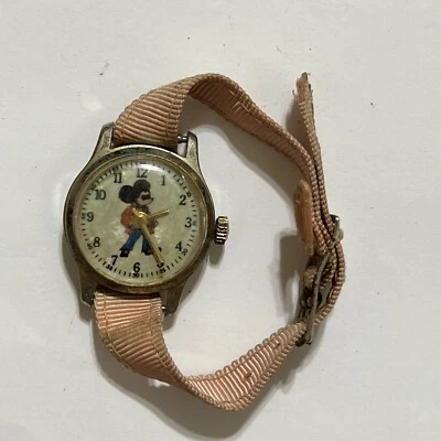 РЕДКИЙ ЖУТКИЙ МИККИ МЫШИ С ТЕМНЫМИ ГЛАЗАМИ ЧАСЫ С ТКАНЬЮ ГРУППЫ ШВЕЙЦАРСКИЙ - Изображение 1 из 4