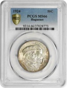 Huguenot Commemorative Silver Half Dollar 1924 MS66 PCGS - Picture 1 of 2