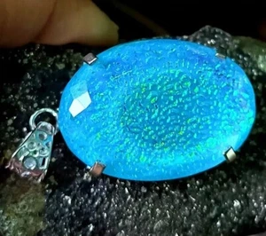 Colgante de piedras preciosas de plata maciza 925 doblete de ópalo monarca ovalado natural de 95,45 quilates - Imagen 1 de 5