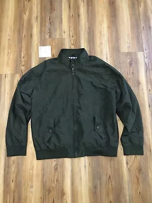Abrigo Chaqueta Bombardero Vintage IMPERMEABLE Hombres Talla XL Cremallera Completa Verde Militar Foto 1 de 4