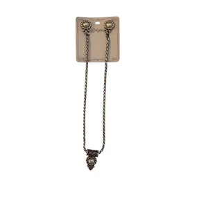 Brighton Pearl Braided Reversible Silver Tone Jewelry Necklace Earings - Picture 1 of 8