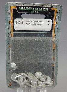 Warhammer 40k 8008B Black Templar Shoulder Pads Pewter Metal 2000 Old - Picture 1 of 3