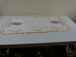 Vintage 'The Lord is my Shepherd' Hand Made Crochet Cross Stitch Table Runner EC - Picture 1 of 4
