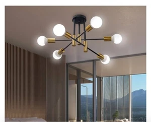 6 Light Sputnik Fixture Light Semi Flush Mount Ceiling Light Mid Century Modern - Picture 1 of 3