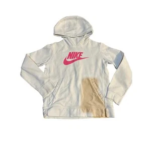 Nike girls hooded logo sweatshirt size large white and pink - Picture 1 of 3
