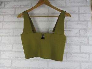 SHEIKE womens crop top green L, 12 square neck keyhole cut out